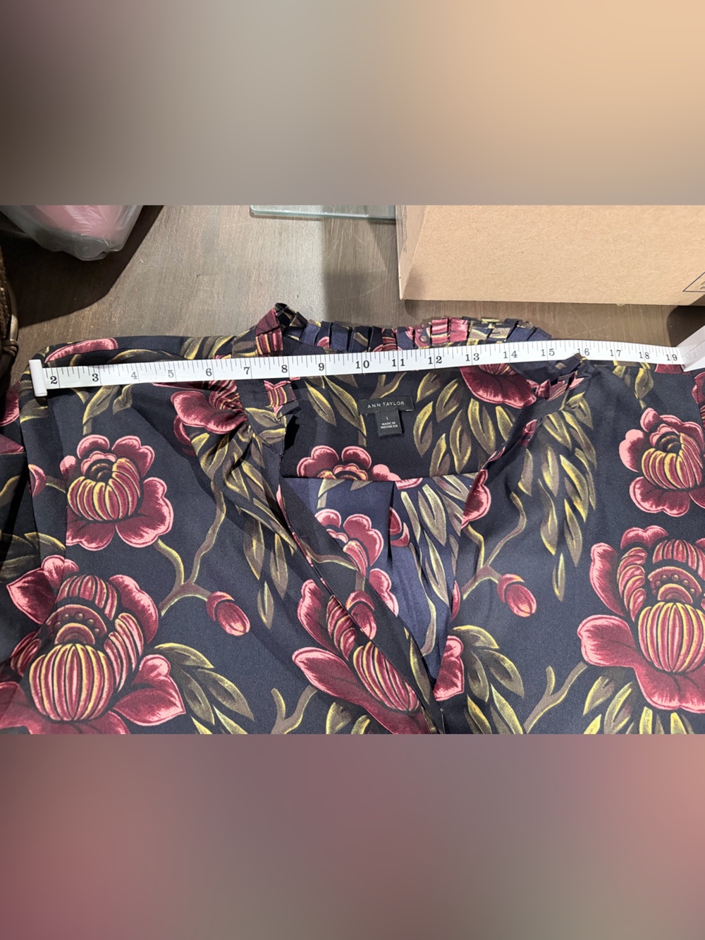 Coordinating Wide-Leg Trousers Set, V-Neck Burgundy Oversized Floral Print - Picture 14 of 14